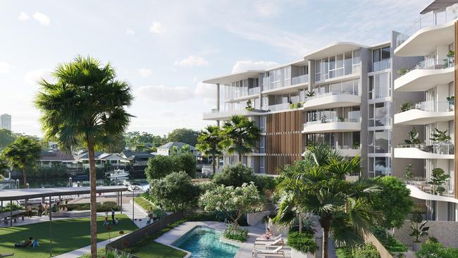 Artist impression of Harbour Shores development planned for land next to Harbourtown shopping centre on the Gold Coast by Lewis Land Group.