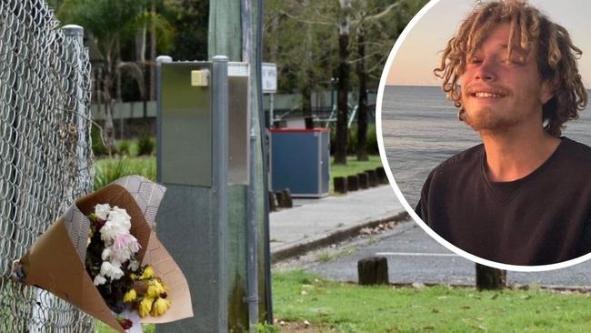 Friends of Jackson Stacker left flowers at the Sleepy Hollow rest area on the Pacific Highway after his body was found nearby on August 26, 2021. Picture: Javier Encalada