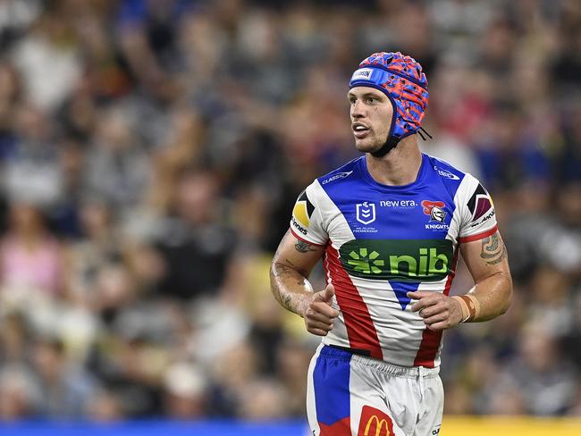 TOWNSVILLE, AUSTRALIA - SEPTEMBER 14: Kalyn Ponga of the Knights looks on during the NRL Qualifying Final match between North Queensland Cowboys and Newcastle Knights at Queensland Country Bank Stadium on September 14, 2024 in Townsville, Australia. (Photo by Ian Hitchcock/Getty Images)