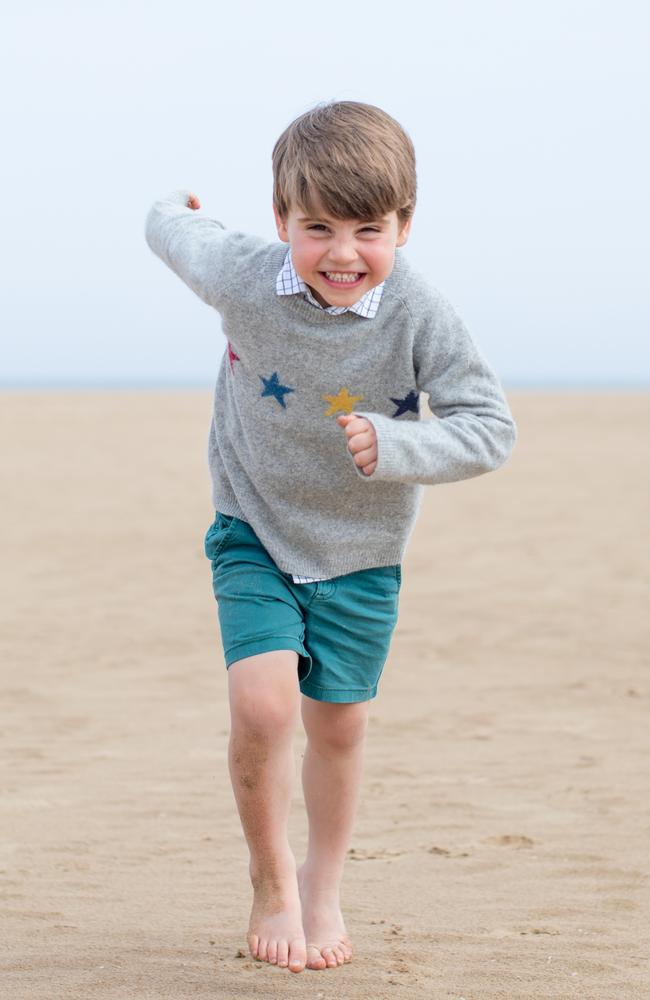 Prince Louis shows his energy in a photo released for his fourth birthday. Picture: The Duchess of Cambridge/Getty Images