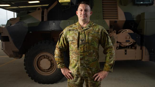 Australian Army combat engineer Sergeant Miles Stewart (RAE) at Holsworthy Barracks. Picture: Ryan Osland