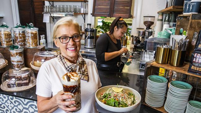 Owner of Hunter &amp; Scout Graceville Trish Walker with head barista Grace Chau. Picture: Richard Walker