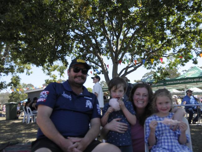 (From left) Jade, Carter, Emma, and Elsie Matherson enjoying their Sunday at the Murphys Creek Chilli Festival. Picture: Isabella Pesch