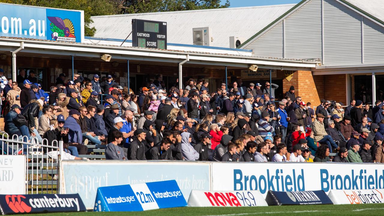 The crowd at TG Millner Sportsground in Eastwood, NSW. Saturday 13th July 2019. The club held a “Back to Eastwood Day” with players from the 1969 and 1999 teams present. (AAP IMAGE/Jordan Shields)