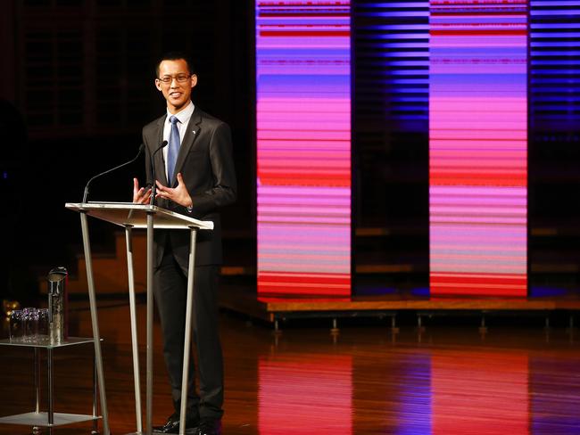 Eddie Woo during his Australia Day Address. Picture: Dylan Robinson