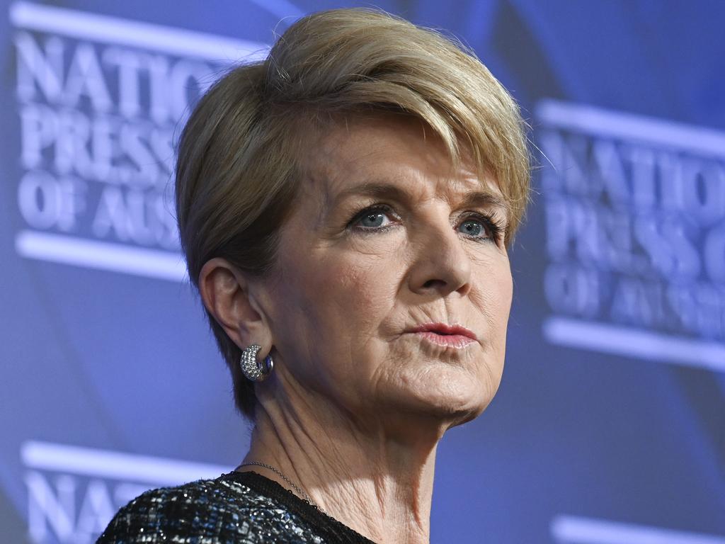 Former Liberal Party minister Julie Bishop addressed the National Press Club in Canberra. Picture: NCA NewsWire / Martin Ollman