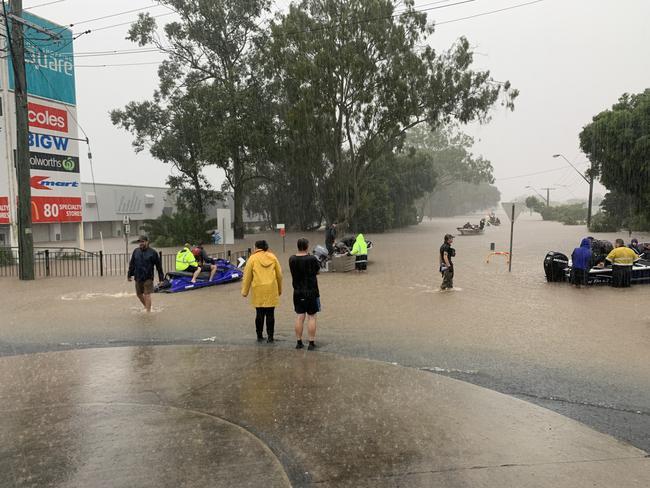 A makeshift boat ramp at the intersection of Uralba and Diadem streets, Lismore on February 28 last year. Picture: Stuart Cumming