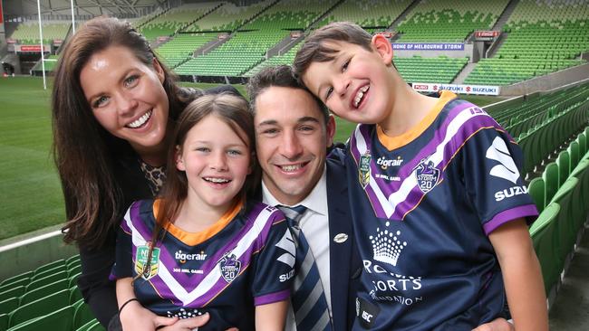 Billy Slater with his family. Picture: David Caird