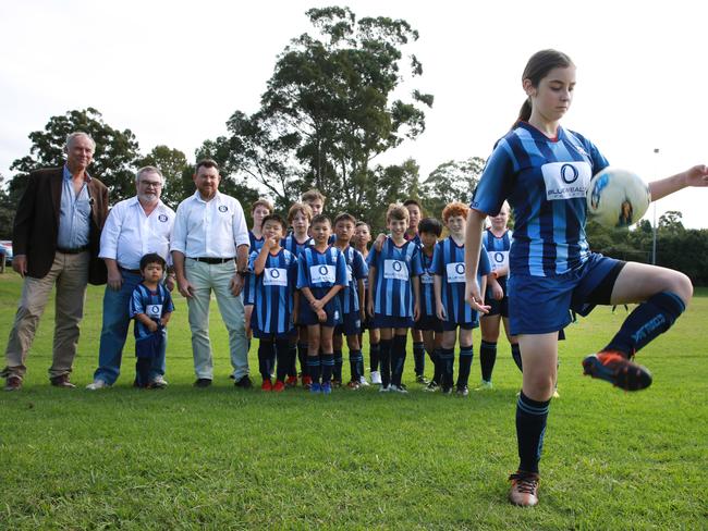 Roselea player Amelia Lathouras-Beacroft shows off her ball skills after the club received a $450,000 grant. Picture: Mark Scott