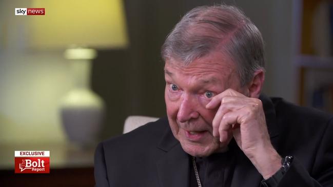 Cardinal George Pell on The Bolt Report on Sky News. Picture: Sky News