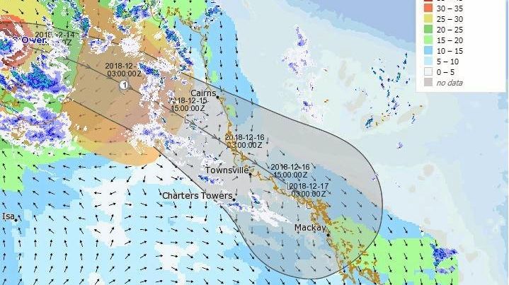 A current snapshot of Tropical Cyclone Owen over Queensland. Picture: The Bureau of Meteorology