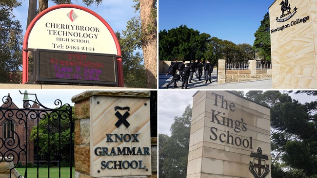 Where do the likes of Cherrybrook Technology High, Newington College, Knox Grammar and The King's School sit on the rich list? Pictures: Supplied