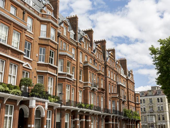 Typical Victorian style townhouse architecture in Chelsea London at day