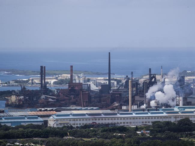 WOLLONGONG, AUSTRALIA - FEBRUARY 01: A general view of the steelworks and coal loading facility in Port Kembla on February 01, 2021 in Wollongong, Australia. Coal mining operations are set to expand in the Illawarra region following the recent move to reopen the area's oldest mine. Wollongong Coal's application to expand operations to extract an additional 3.7 million tonnes of metallurgical coal at its currently dormant Russell Vale colliery over the next five years was approved by the The Independent Planning Commission (IPC) in December 2020. South 32 has also submitted plans to the IPC to extend its Dendrobium underground mine west of Wollongong. Both mines encroach on the water catchment area of Greater Sydney, with concerns raised over the expected impact and damage to Sydney's water supply. (Photo by Brook Mitchell/Getty Images)