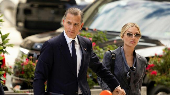 Hunter Biden and his wife, Melissa Cohen Biden, arrive at court in Wilmington, Delaware, on Monday. Picture: AFP