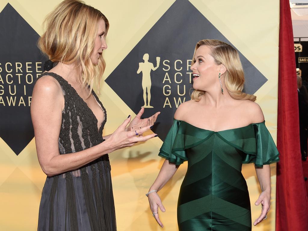 Laura Dern and Reese Witherspoon attend the 24th Annual Screen Actors Guild Awards at The Shrine Auditorium on January 21, 2018 in Los Angeles, California. Picture: Getty