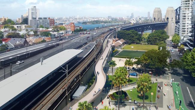 Concept designs for the Sydney Harbour Bridge bike ramp. Picture: Supplied