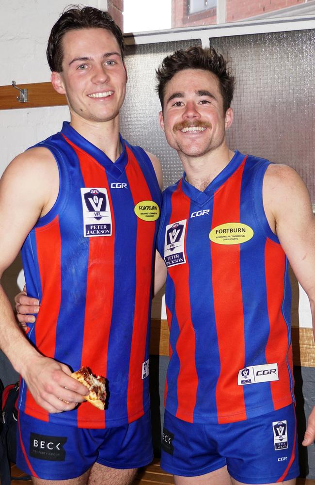 Tom “Junior’’ O’Sullivan (left) with Port Melbourne captain Tom O’Sullivan.