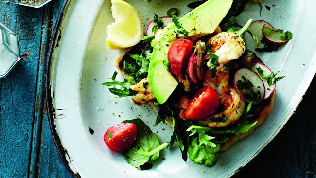 Cajun-spiced prawn and avocado open sandwiches. Picture: Guy Bailey