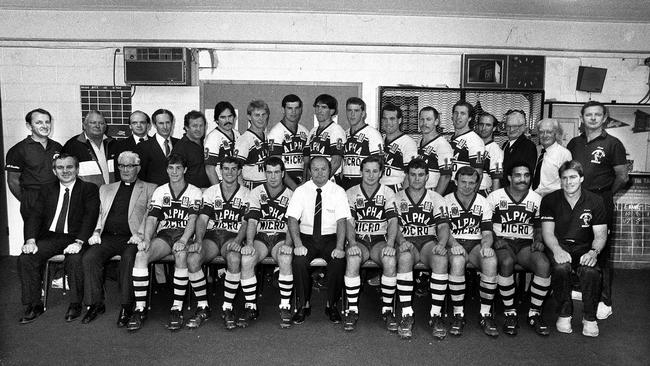 The 1987 Brothers grand final team photograph: front row (from left) Mark Coyne, Clinton Mohr, Greg Smith, Ross Strudwick (coach), Trevor Bailey (captain), Gary Smith, Jeff Burns, Joe Kilroy. Back row: (from left) John Coppleman (runner), Robert Grogan, Tony Rea, Jim Stafford, Peter Gill, Eric Kennedy, Brett Le Man,Steve Carter, Gary Vernon, Shane McErlean, Mick Long (selector), Dick Healy (selector). Picture: Paul Edwards