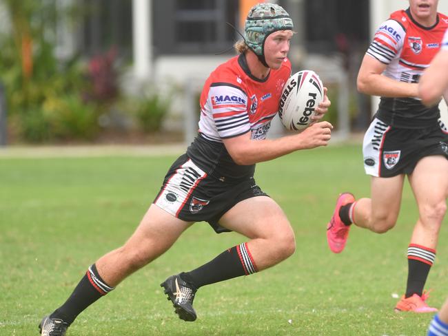 Kirwan High against Ignatius Park College in the Northern Schoolboys Under-18s trials at Brothers Rugby League Club in Townsville. Kirwan 13 Diesel Taylor. Picture: Evan Morgan