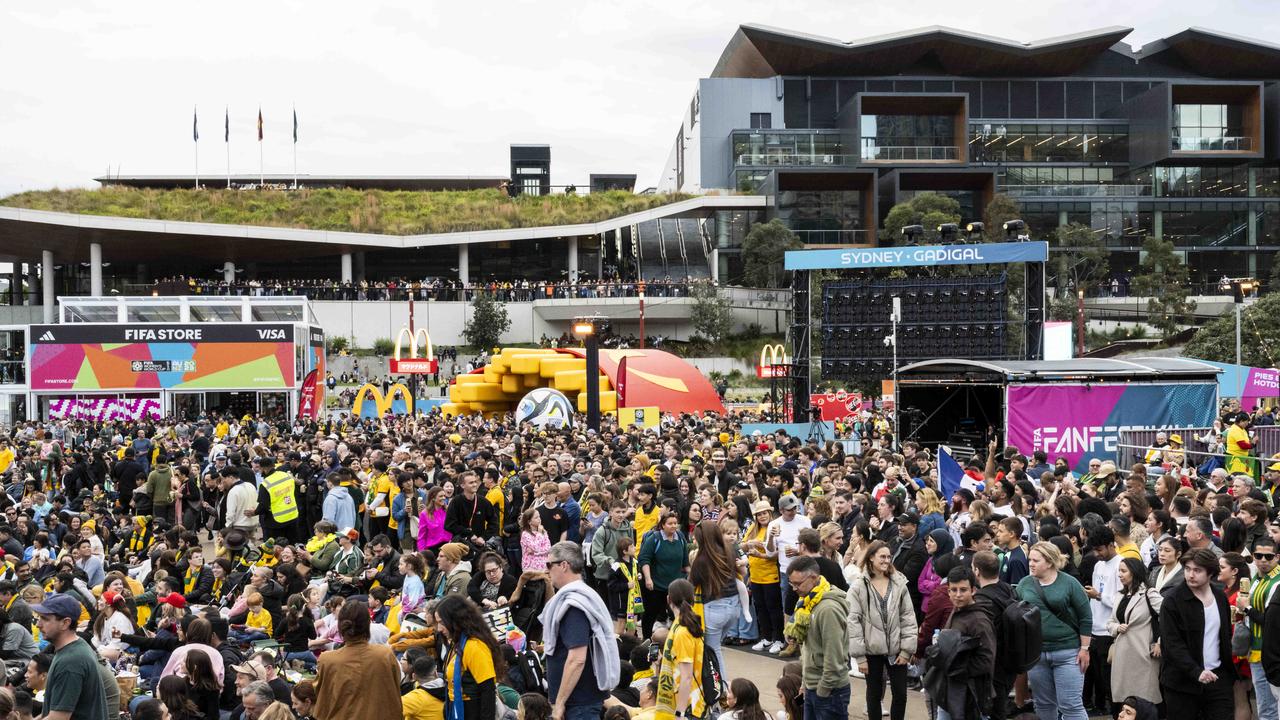 More than 200,000 people have gathered at the FIFA Fan Festival in Darling Harbour for games so far. Picture: NCA NewsWIRE/ Monique Harmer