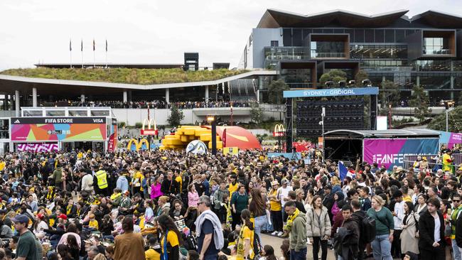 More than 200,000 people have gathered at the FIFA Fan Festival in Darling Harbour for games so far. Picture: NCA NewsWIRE/ Monique Harmer