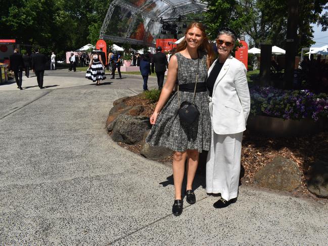 Guests in striking racewear at Penfolds Derby Day at the Flemington Racecourse on Saturday, November 02, 2024: