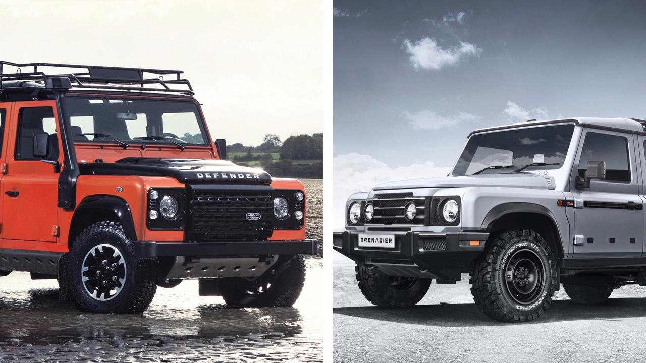 The previous-generation Defender (left) shares styling with the Grenadier (right).