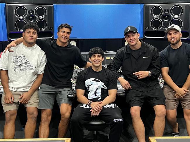 Siua Wong, Joseph-Aukuso Suaalii, Joseph Manu in the recording studio. Pic: Instagram