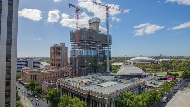 Progress at the One Festival Tower project in Festival Plaza. Picture: Ben Clark