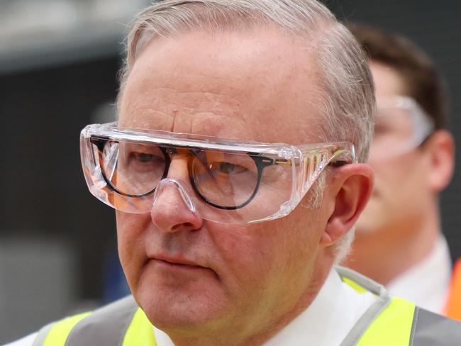 BRISBANE, AUSTRALIA - NewsWire Photos APRIL 2, 2024: Prime Minister Anthony Albanese during a visit to the Rheinmetall factory in Ipswich. Picture: NCA NewsWire/Tertius Pickard