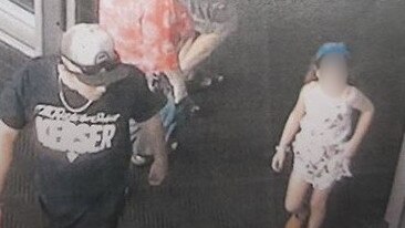 Sterling Free is captured on CCTV leading the little girl away from the North Lakes shopping centre.