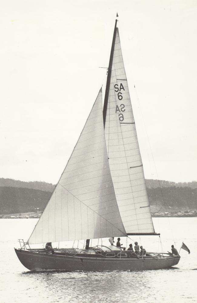 The Southern Myth sloop seen in the 1959 Sydney to Hobart race. Picture: Archives Office of Tasmania
