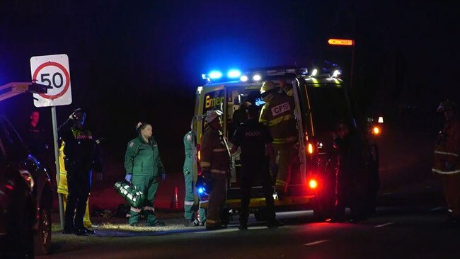 Paramedics at the scene on Beach Road, Goolwa, after Charlie was hit. Picture: Gary Juleff