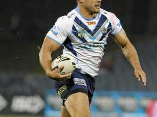 TRY TIME: Gold Coast Titans star Jarryd Hayne crosses the line for a try. Picture: DANIEL MUNOZ