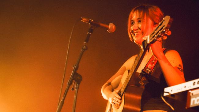 Singer-songwriter Hannah Brewer performing at the Hordern Pavilion. Picture: Miranda Crossley