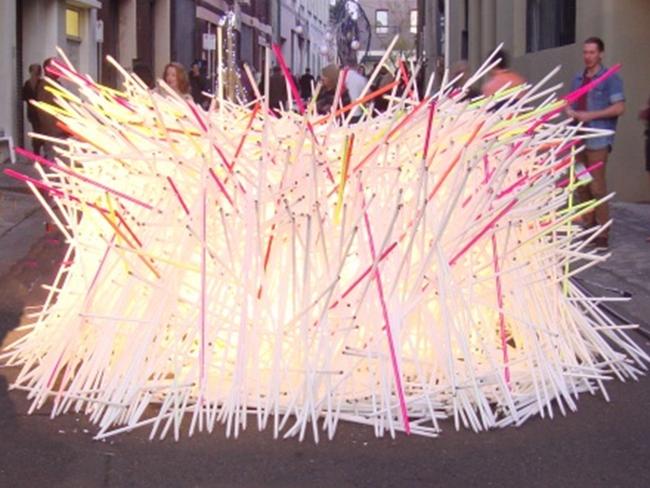 Jan Cleveringa’s stunning entry in the 2014 Chippendale Beams Festival Fade took one day and 30,000 tubes to make.