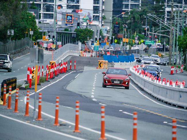 Work on the light rail extension to Burleigh. Picture: Glenn Campbell.