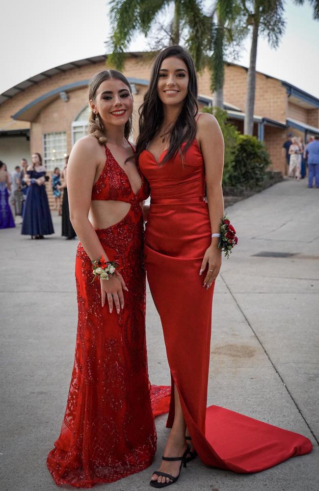 Caitlin Lauga and Lily Kay at the Mackay North State High School formal at Windmill Function Centre, November 19, 2021. Picture: Heidi Petith