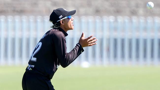 Premier Cricket: Camberwell Magpies v Frankston Peninsula - Camberwell Sports Ground, February 5, Melbourne. Dhruv Redhu of the Camberwell Magpies making his debut in the field.Picture : Georg Sal