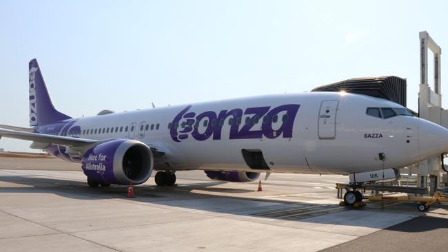 Bonza touches down at Darwin International Airport for a previous proofing flight. Pictures: Darwin International Airport