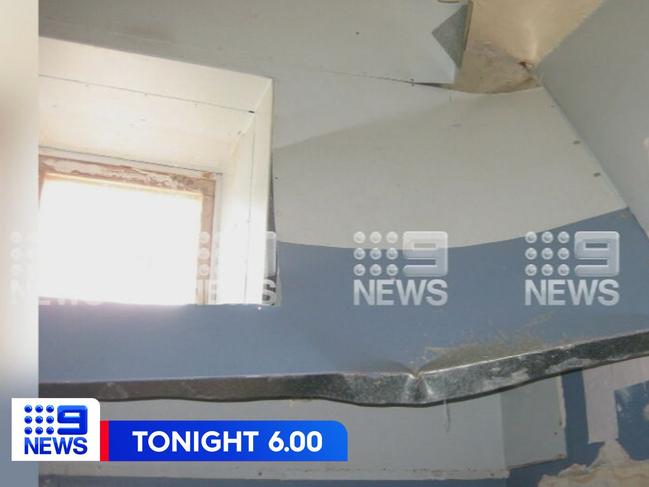 Metal sheeting had also been pulled off. Picture: 9 News