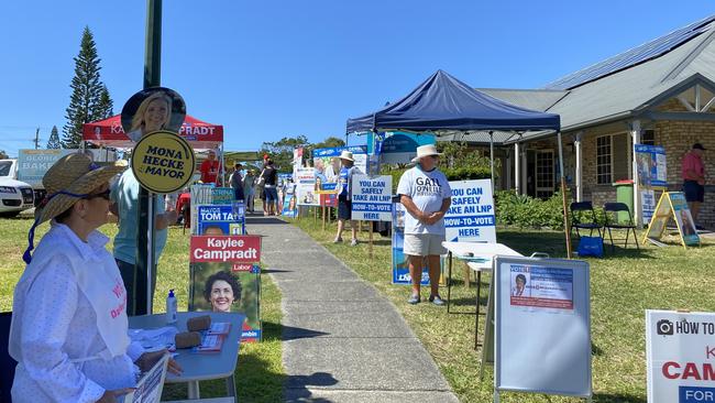 Tugun pre-polling booth and Tugun community centre on the Gold Coast for the 2020, workers have now been asked not to hand out how to vote cards. Picture: Andrew Potts