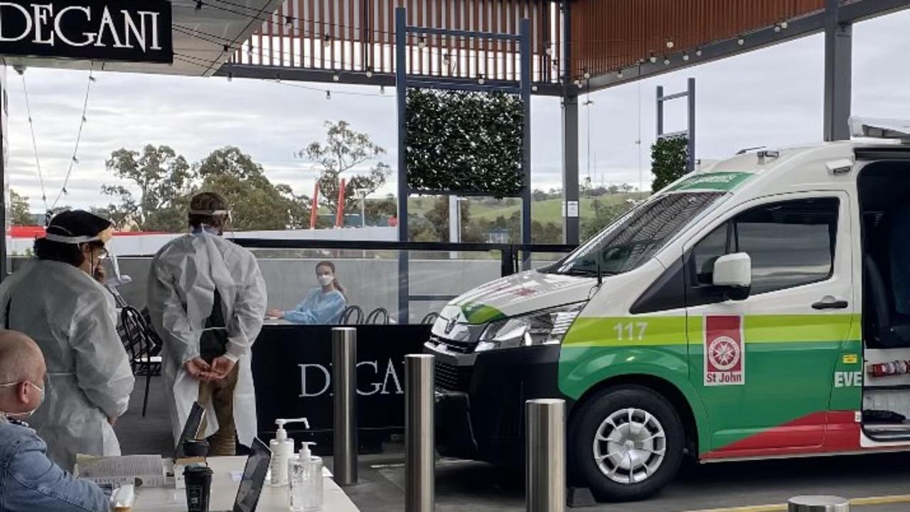 A vaccination clinic set up outside Degani’s in Mernda Junction.