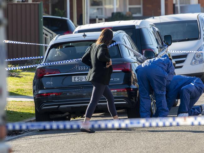 Police combing the scene after the shooting. Picture: NCA NewsWire/Simon Bullard