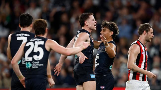 The Blues made it through ... just. (Photo by Michael Willson/AFL Photos via Getty Images)