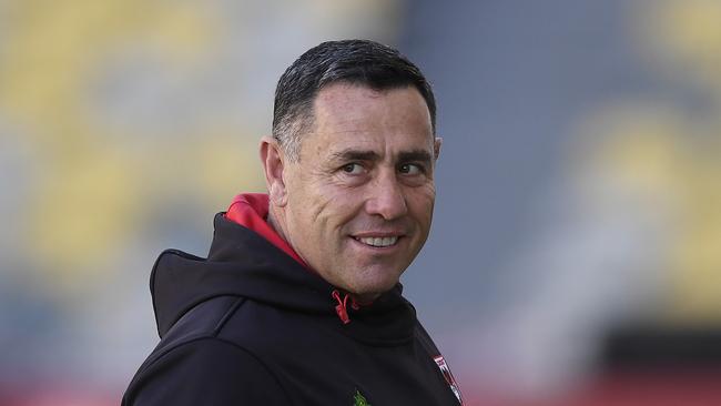 TOWNSVILLE, AUSTRALIA - SEPTEMBER 06: Dragons assistant coach Shane Flanagan looks on before the start of the round 17 NRL match between the North Queensland Cowboys and the St George Illawarra Dragons at QCB Stadium on September 06, 2020 in Townsville, Australia. (Photo by Ian Hitchcock/Getty Images)