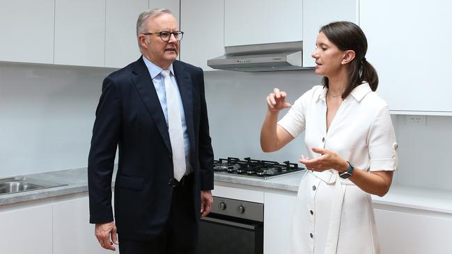 Anthony Albanese and NSW Housing Minister Rose Jackson in Sydney to open a new social and affordable housing development in Marrickville. Picture: Gaye Gerard/NewsWire