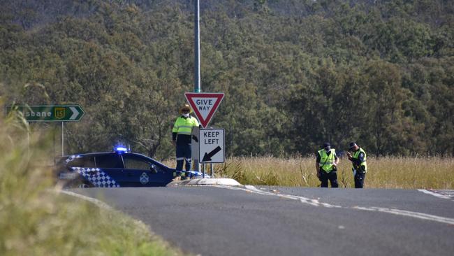 A motorcyclist has been seriously injured after they were involved in a car crash on Monday morning, on the Cunningham Hwy, Silverdale. Photo: Ebony Graveur